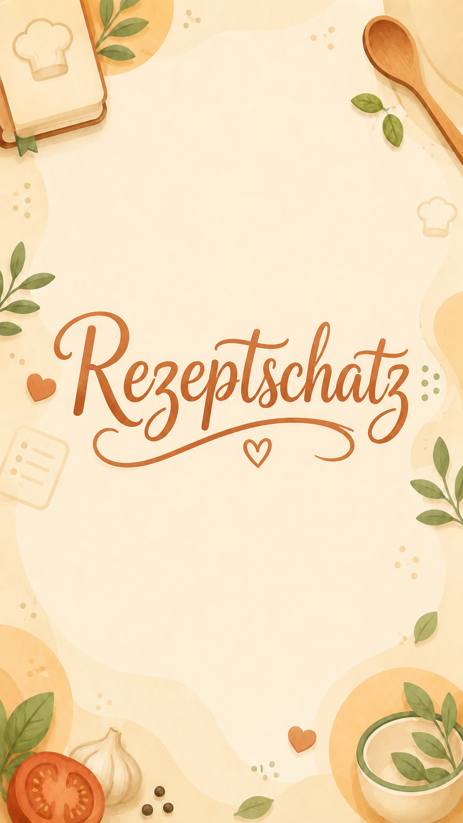 Rezeptschatz Illustration mit Kochbuch und Schriftzug